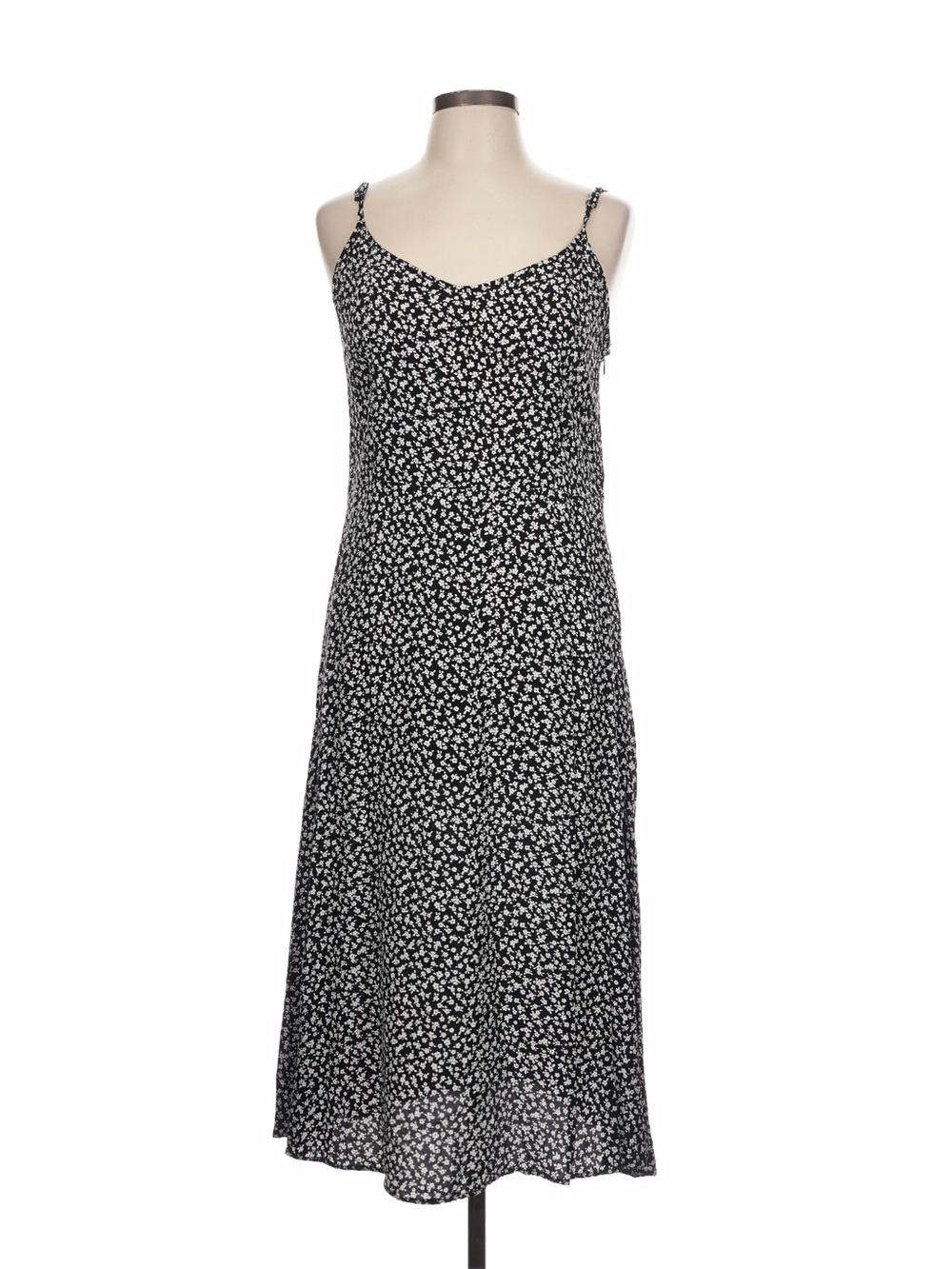 Uniqlo C Black White Ditsy Floral Rayon Slip Dress L